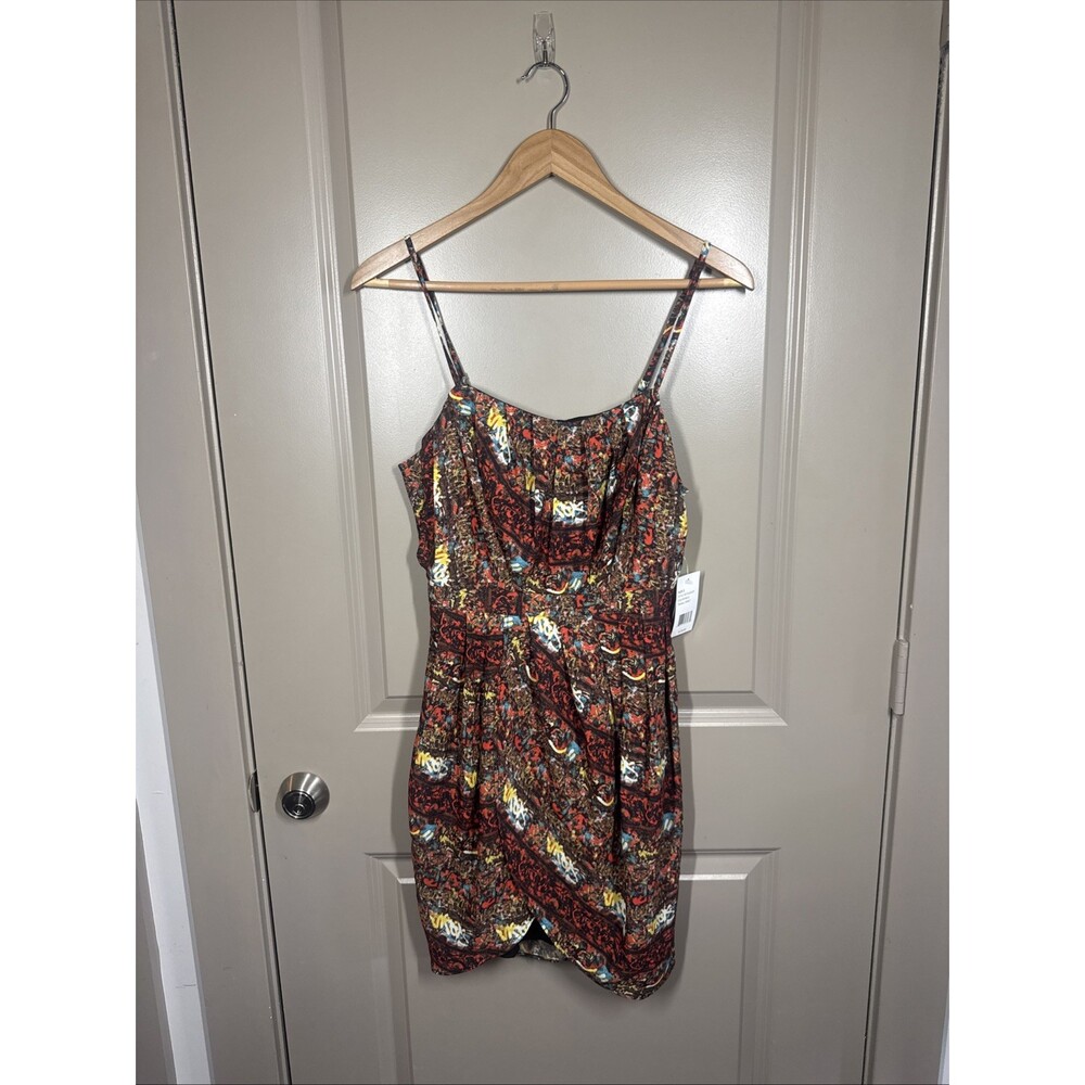 Sam Edelman Dress Size 2 Spaghetti Strap Multi Color Sun Dress NWT $119 Brown
